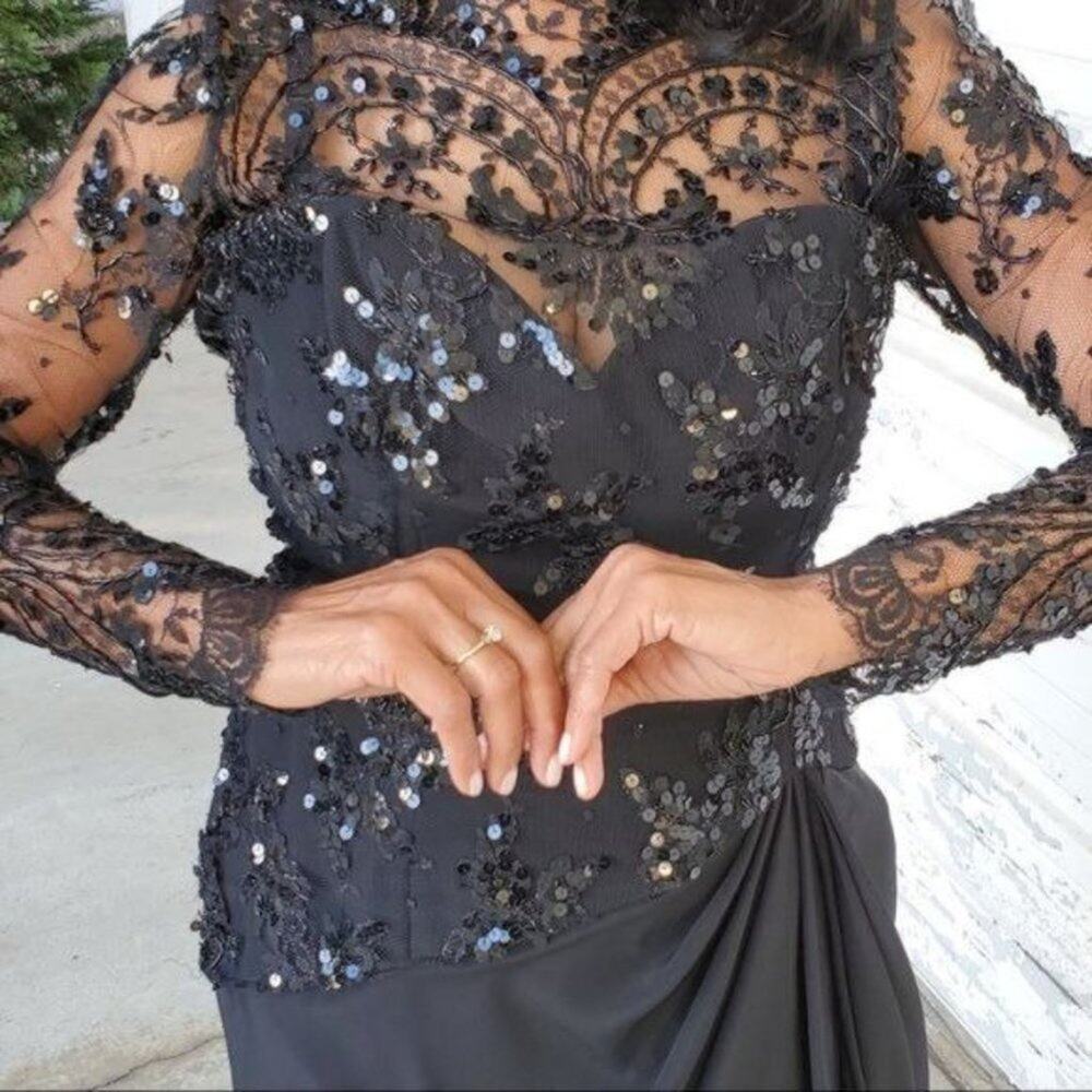 Lillie Rubin Black American Vintage Evening Sequin Dress Size 8 - Picture 4 of 9